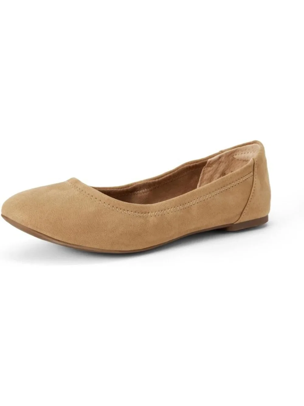 Amazon Essential Womens Tan Microsuede Synthetic Comfortable Slip On Ballet Flat